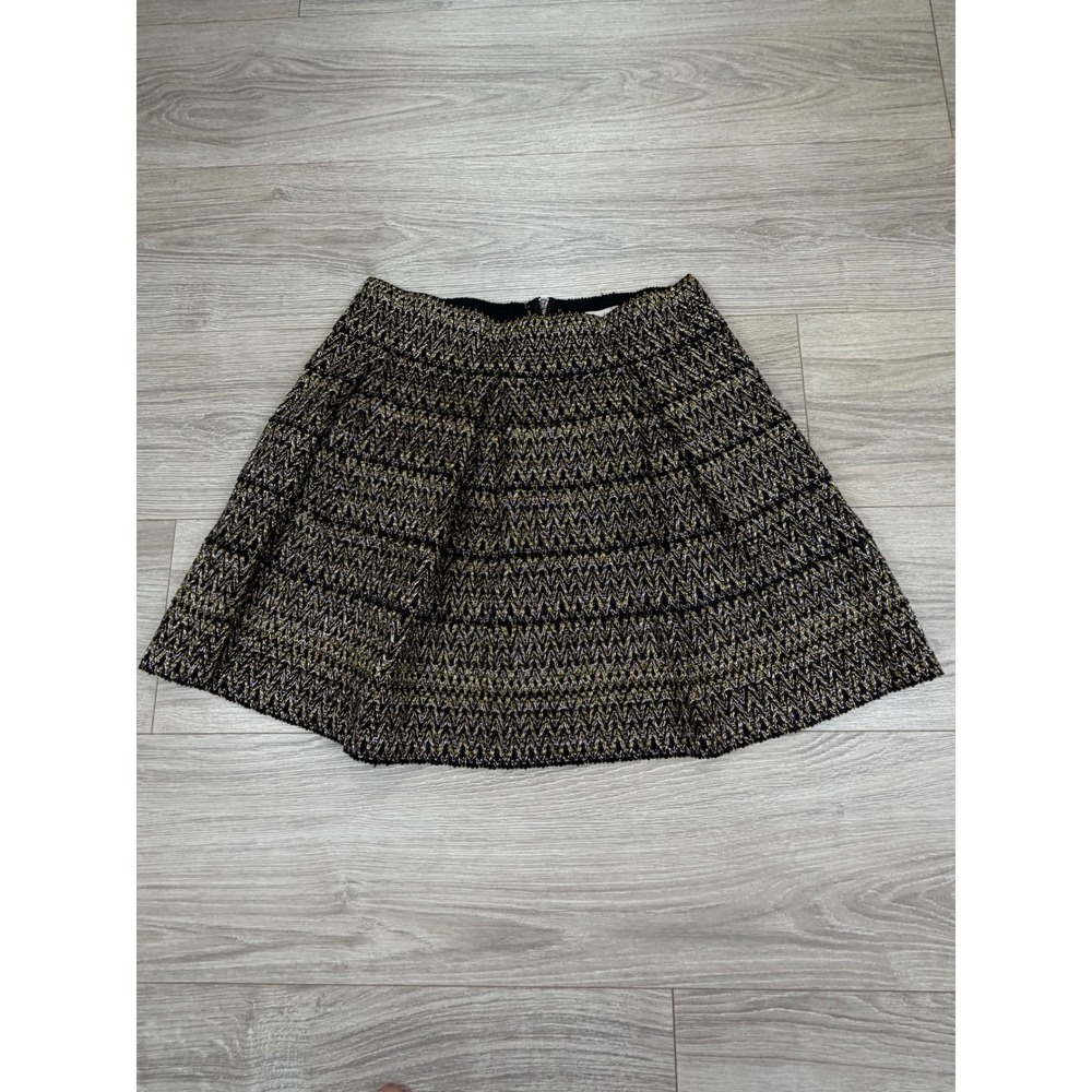 Petit Gateau Metallic Goldโ Silver Chevron Mini Skirt XL Black Pleated 100ZL